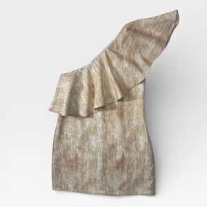 BCBGeneration Cream White Printed One-Shoulder Ruffle Mini Dress SIZE 2 NWOT